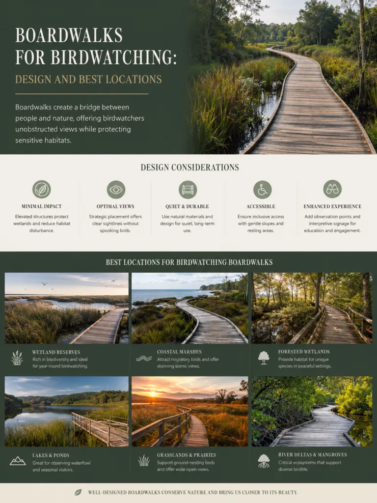 Boardwalks for Birdwatching: Design and Best Locations