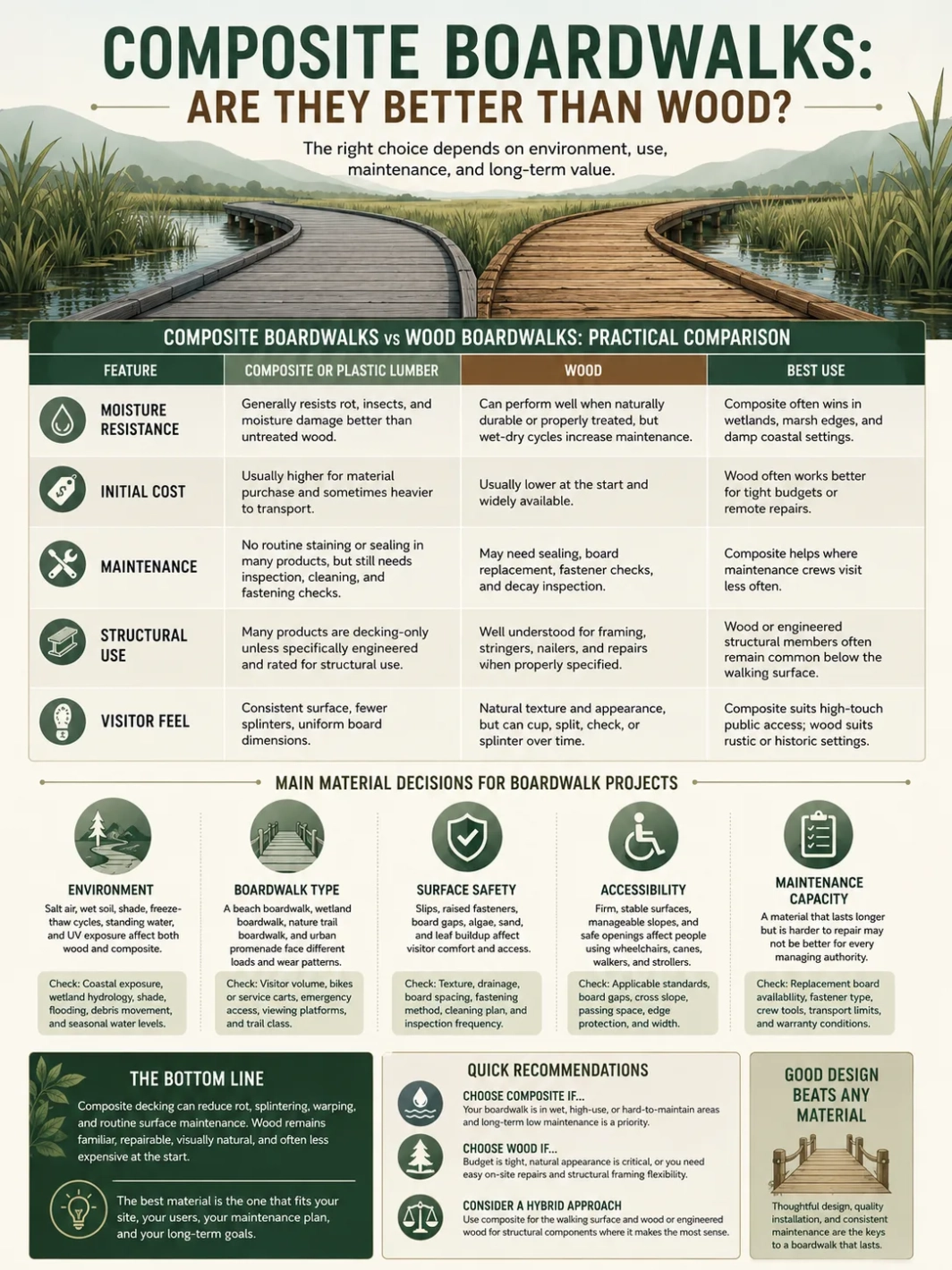 Composite boardwalks offer a durable and low-maintenance alternative to traditional wood for coastal and outdoor walkways.