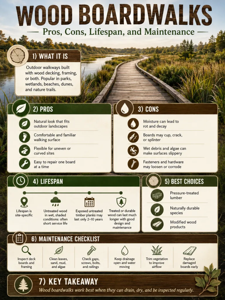 Wood Boardwalks: Pros, Cons, Lifespan, and Maintenance
