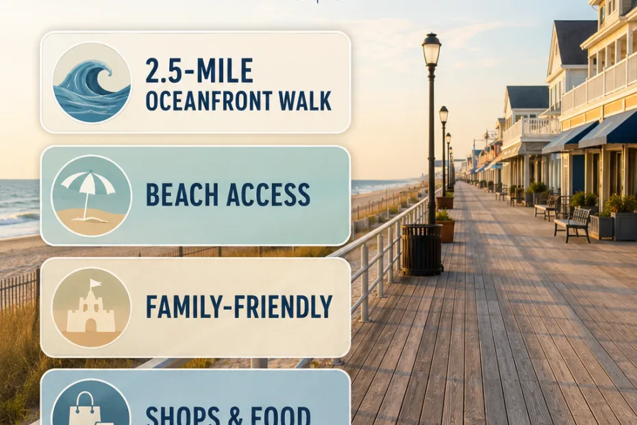 Ocean City NJ Boardwalk with beaches, shops, and family-friendly atmosphere for fun summer days on the ocean city new jersey boardwalk.