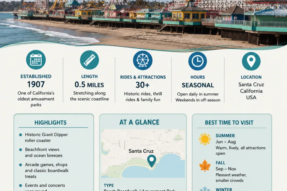 Santa Cruz Beach Boardwalk with historic rides, scenic views, and family-friendly attractions along the California coast.