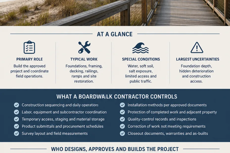 Boardwalk contractors build and upgrade seaside walkways, ensuring safety and durability for coastal recreational projects.