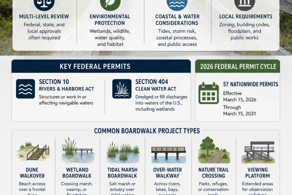 Boardwalk permits involve environmental, coastal, and local considerations for safe development and compliance.