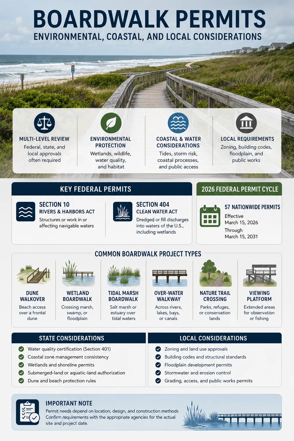 Boardwalk permits involve environmental, coastal, and local considerations for safe development and compliance.